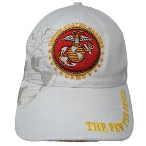 Golden Lion Baseball Cap White One Size USMC Marines EGA Strapback Military Hat